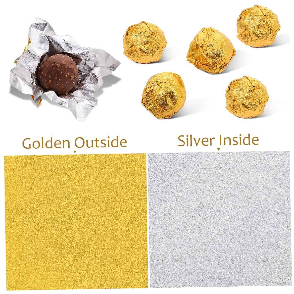 MOLUCKFU 200pcs Gold Aluminium Foil Candy Wrappers Chocolate Packaging Paper for Party Favors Diy Sweets Birthdays Weddings and Special Occasions