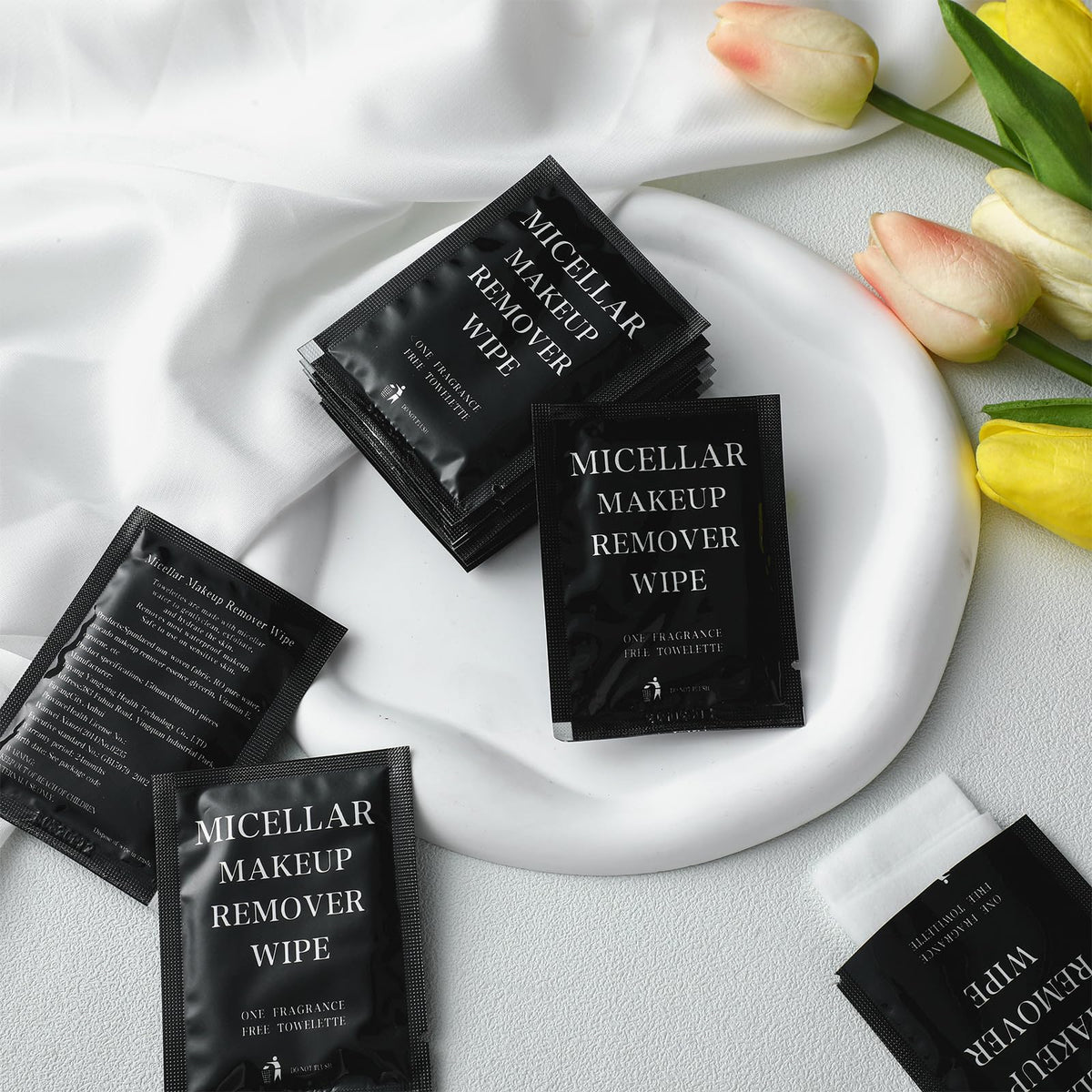 Ctosree 150 Pcs Makeup Wipes Individually Wrapped Disposable,Black