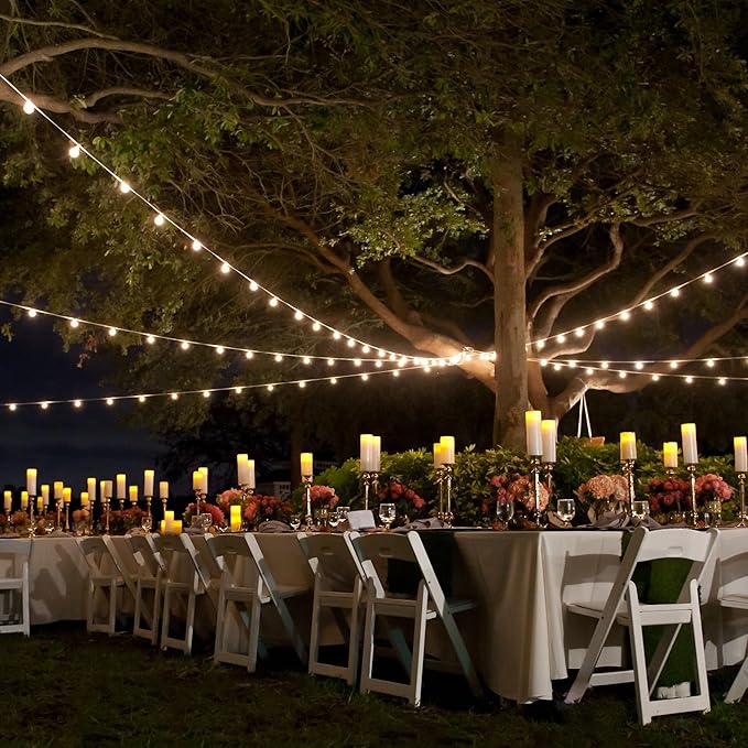 Banord Outdoor String Lights, 48FT Waterproof Patio Lights with 1W Dimmable LED Bulbs, White Hanging String Lights for Outdoor Backyard, Garden, Deck, Porch, Gazebo, Balcony, Camping, Party