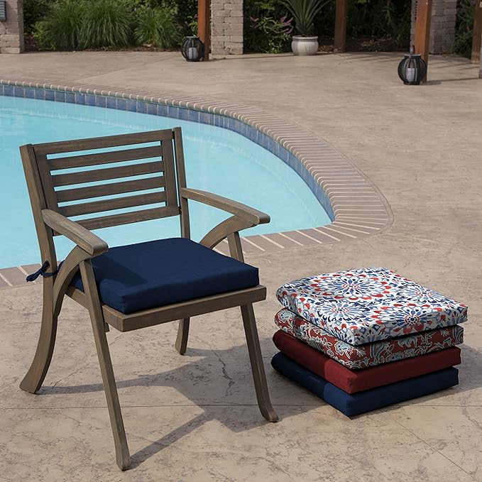 Arden Indoor/Outdoor Seat or Rocking Chair Cushion, 19 x 18, Water Repellent, Rain Proof, Fade Resistant Cushion for Rocking or Dining Chairs Sapphire Blue Leala