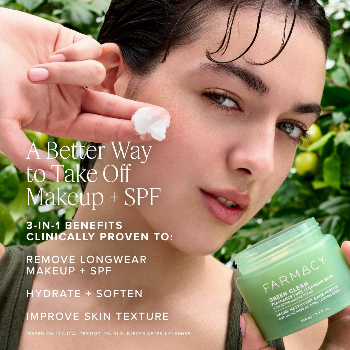 Farmacy Sensitive Skin Makeup Remover Cleansing Balm - Green Clean Waterproof Makeup Remover Balm + Oil Cleanser for Face - Melts Make Up + SPF - Hydrates + Softens Skin - Fragrance-Free (30ml)