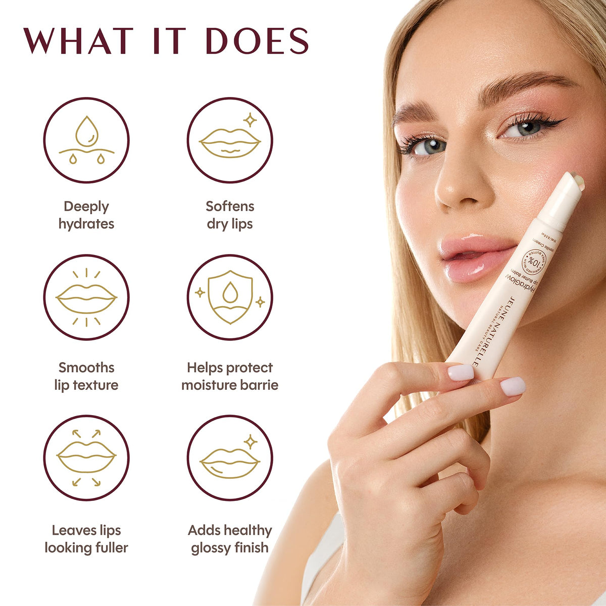 Vanilla Cream Lip Butter Balm, Made in Italy,Sheer Tint & Shine, Silicone Donut Applicator, Leak-Lock Cap, With Shea Butter, 15ml