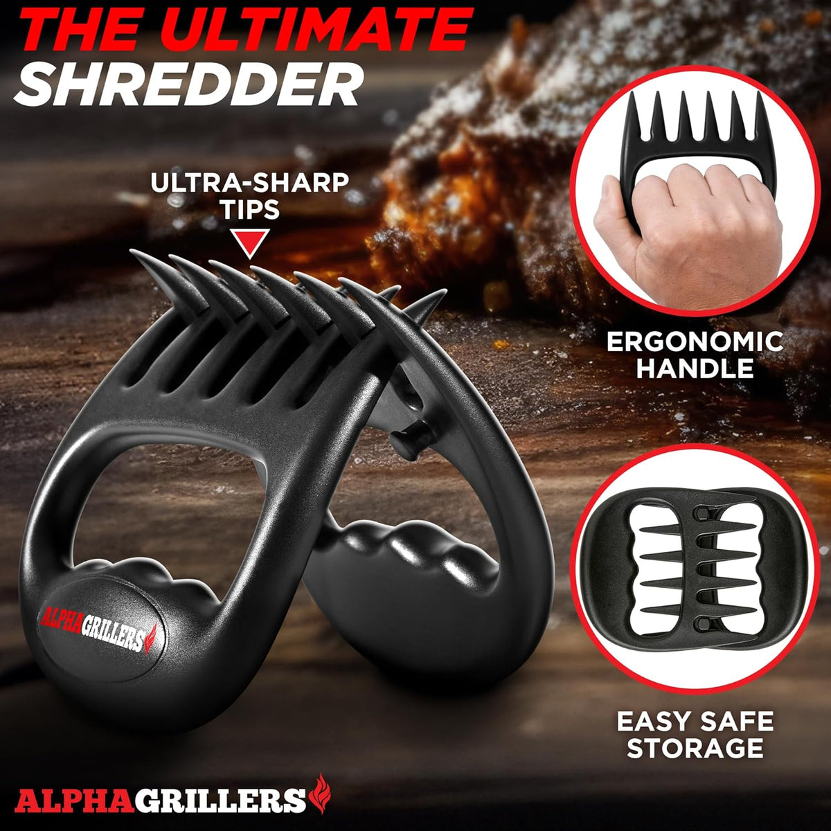 Alpha Grillers Meat Shredder Claws - Grilling Accessories Gifts for Men Dad Him Husband Son Boyfriend Birthday - BBQ Accessories Grill Puller for Cooking Shredding Barbecue Smoker Pulled Pork Chicken