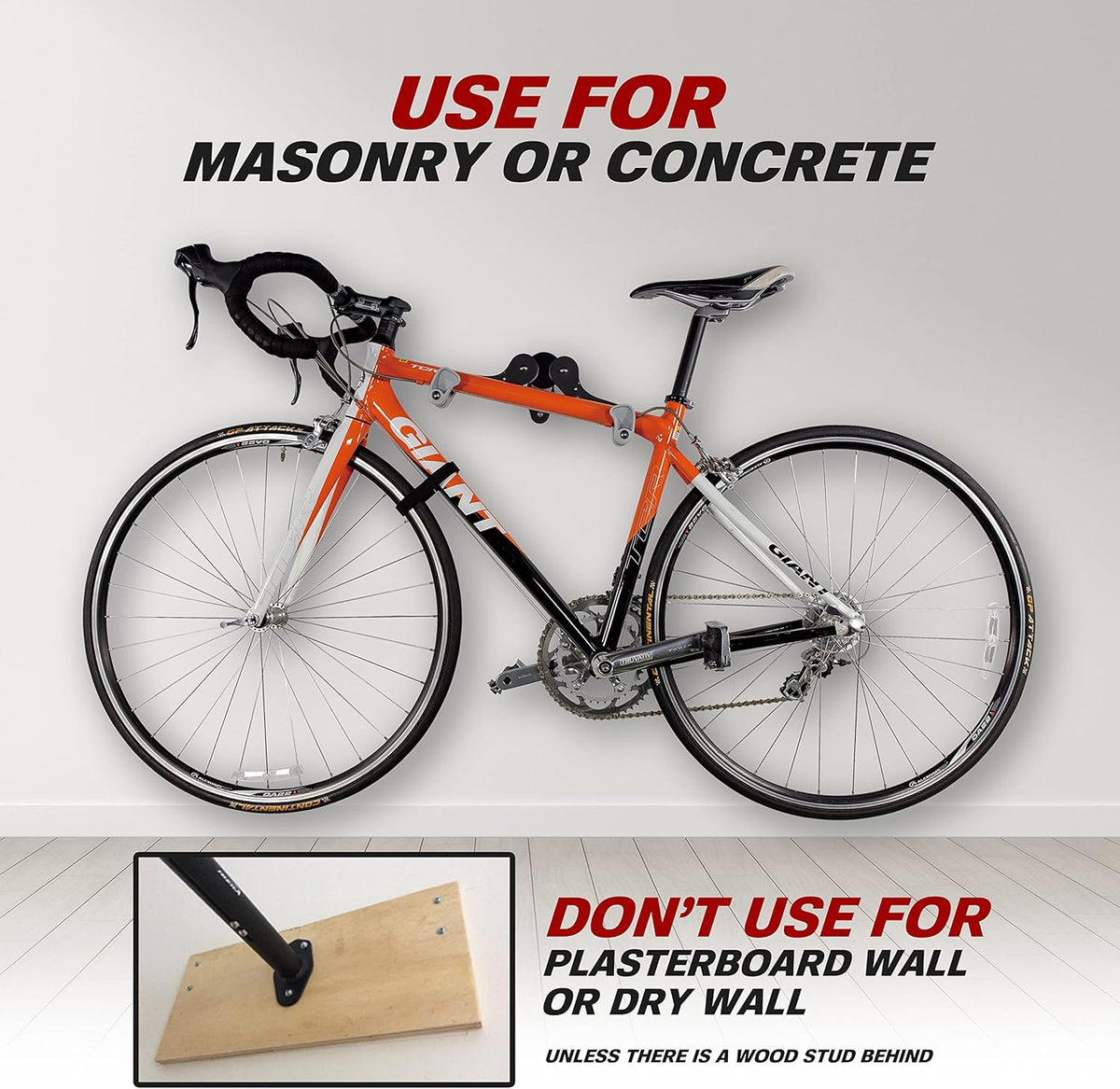 Ibera Bike Wall Mount - Secure Bike Storage up to 18kg with Adjustable Frame Holder & Soft Rubber Cradles - Garage Bike Rack for Road, MTB, Kids, Hybrid Bikes - Easy Installation & Space-Saving Design