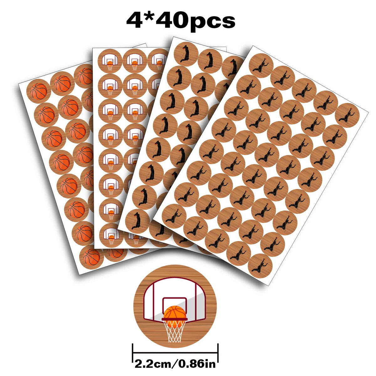 Basketball Round Candy Sticker - Sports Themed Party Favors Sticker Labels Fit Chocolate Candy?160 Pieces?