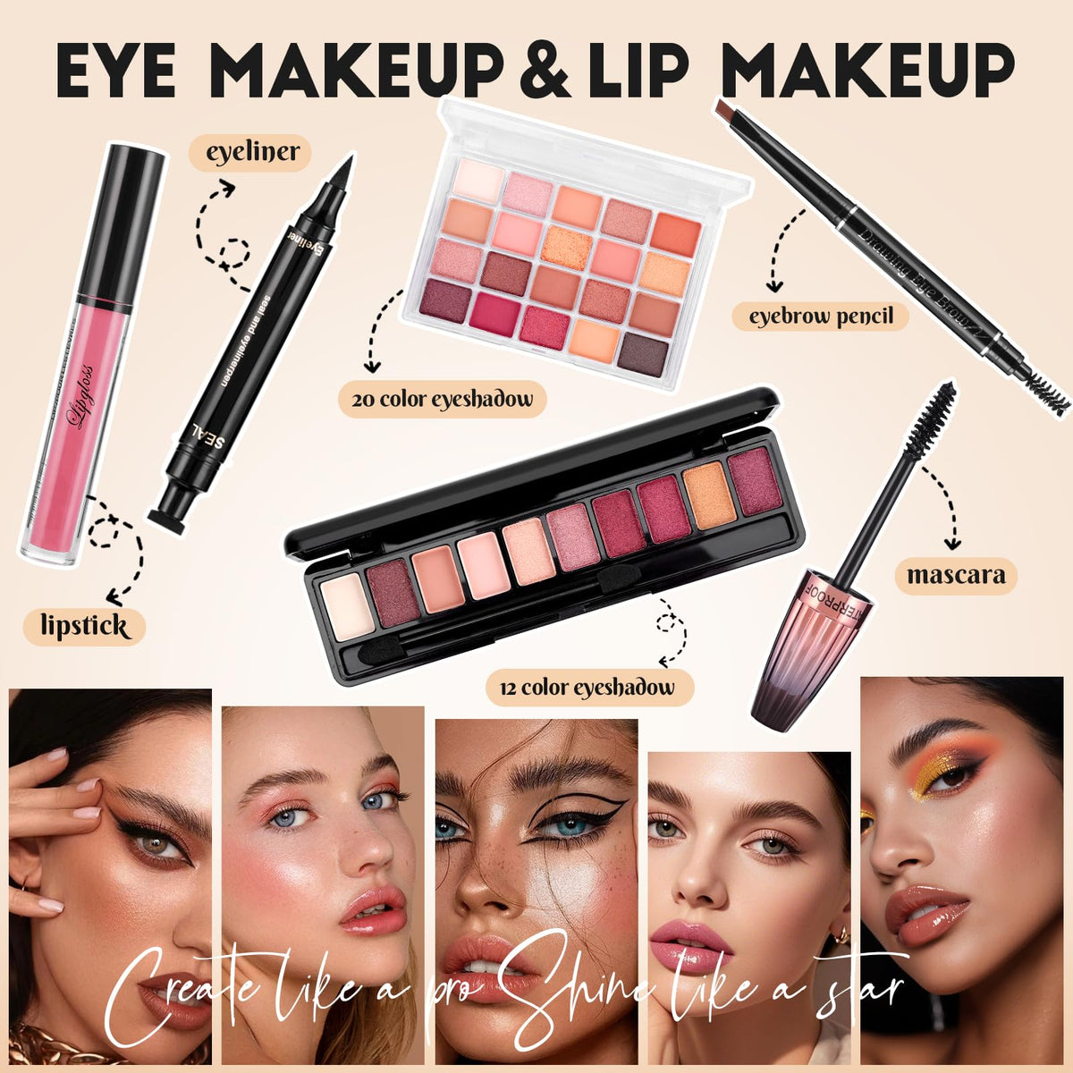 Makeup Kit for Women Include Foundation Eyeshadow Lipstick Brushes and Bag