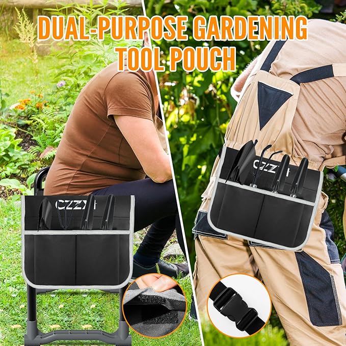 Garden Kneeler and Seat, Wider and Thicker Kneeling Pad Heavy Duty Gardening Stool with Gardening Tool Pouch and Bag, Garden Bench/Chair Gifts for Women, Seniors