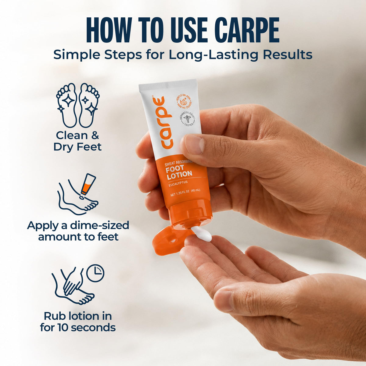 Carpe Sweat Absorbing Foot Lotion, Eucalyptus - Fights Sweaty Feet