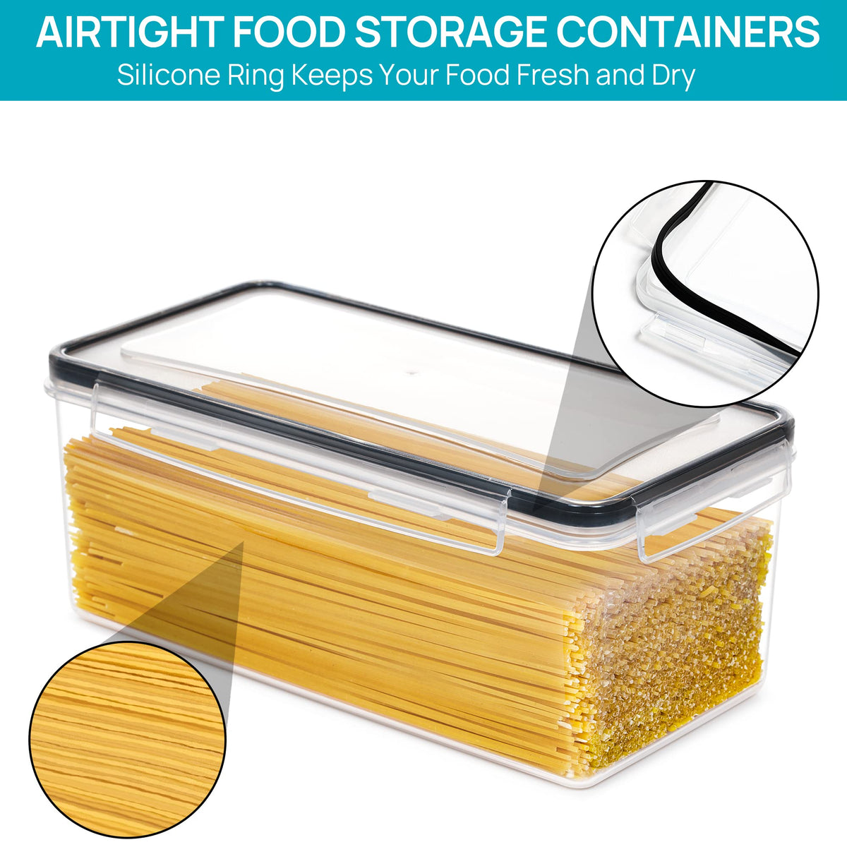 Vtopmart Pasta Storage Containers, 4 Pack, 3.2L Airtight Canisters