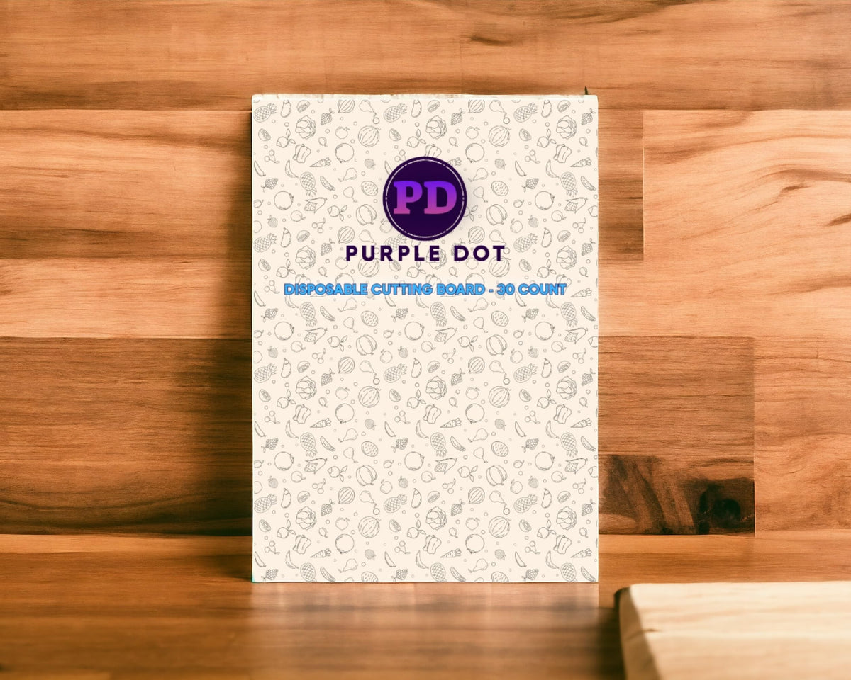 Purple Dot 30 Pc Disposable Cutting Board Sheets - Durable Chopping Board for Meat, Chicken, Fish, Vegetables; Large, Portable, Flexible Cutting Board Mats for Kitchen, Crafts and Art Project, Camping
