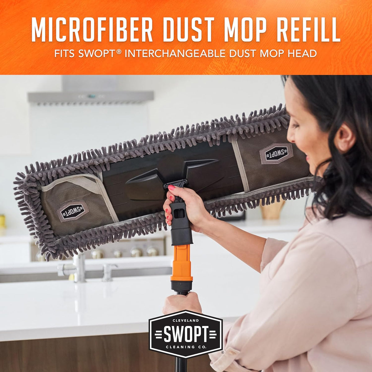 SWOPT 24” Microfiber Dust Mop Refill – Microfiber Cleaning Pads for Use on Wood, Laminate, Tile – Interchangeable with All SWOPT Cleaning Products for More Efficient Cleaning and Storage