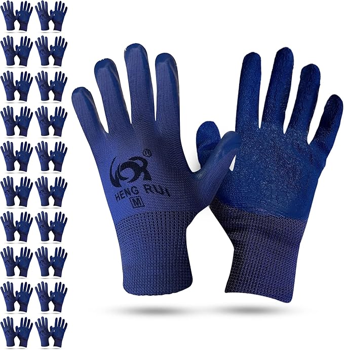 10 OR 20 Pairs Work Gloves–Heavy Duty Rubber Coated Safety Work Gloves–Multipurpose Gloves