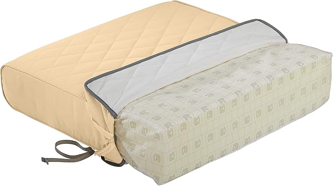 Classic Accessories Montlake FadeSafe Water-Resistant 21 x 20 x 4 Inch Wide Back Patio Quilted Lounge Cushion, Chamomile