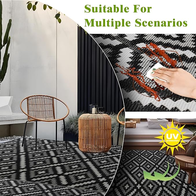Outdoor Rug 5x8 ft Waterproof, Reversible Outdoor Plastic Straw Rug for Patios Clearance, Outdoor Area Rug Carpet RV Mat for Camping Backyard Deck Porch
