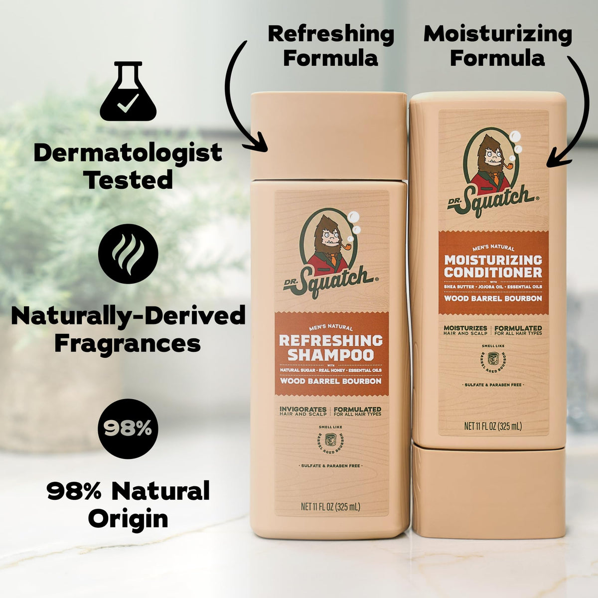 Dr. Squatch Men's Natural Shampoo and Conditioner Set (11 fl oz, 2-Pack)