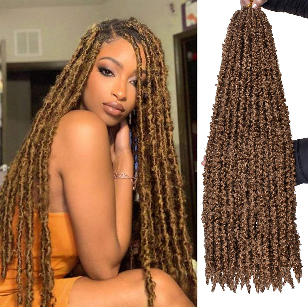 Zrq Butterfly Locs Crochet Hair 30 Inch 6 Packs Pre-Twisted Crochet Hair Distressed Locs Butterfly Twist Locs Hair Messy Butterf