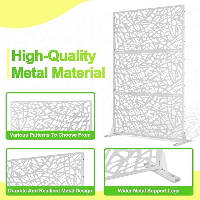Outdoor Privacy Screen,72" H×47" W Metal Privacy Screen, Freestanding Privacy Fence Panels for Patio