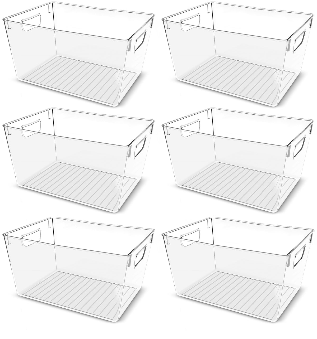 Utopia Kitchen Pantry Organizers and Storage Bins, 6 Pack, Large, Clear