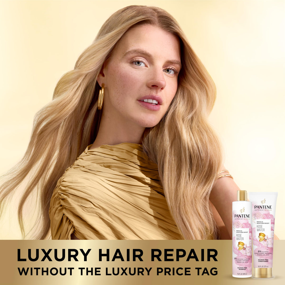 Pantene Nutrient Blends Miracle Moisture Boost Rose Water Shampoo & Conditioner Dual Pack for Dry Hair, Sulfate Free