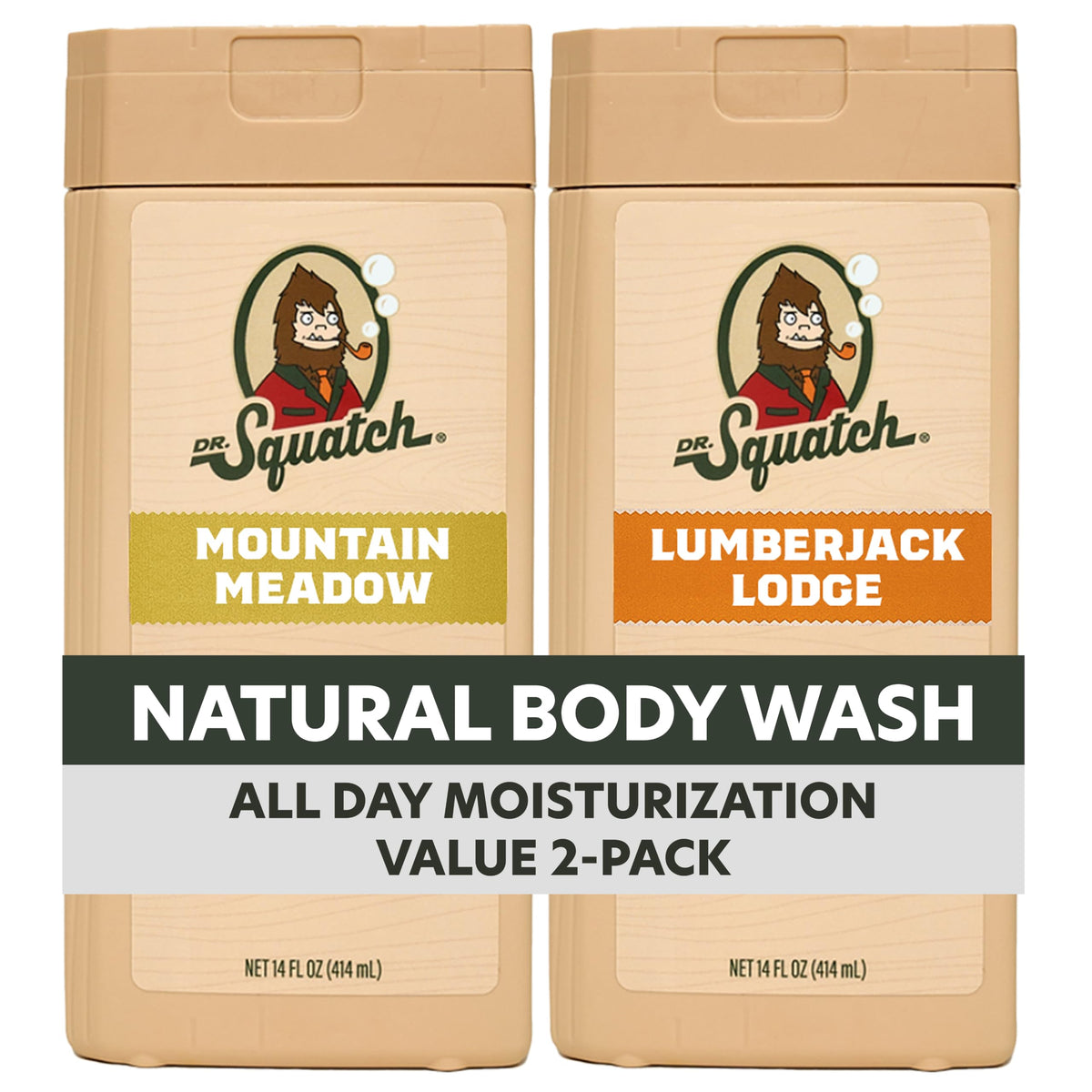 Dr. Squatch Natural Men's Body Wash, Moisturizing Shower Gel (14oz, 2-Pack)