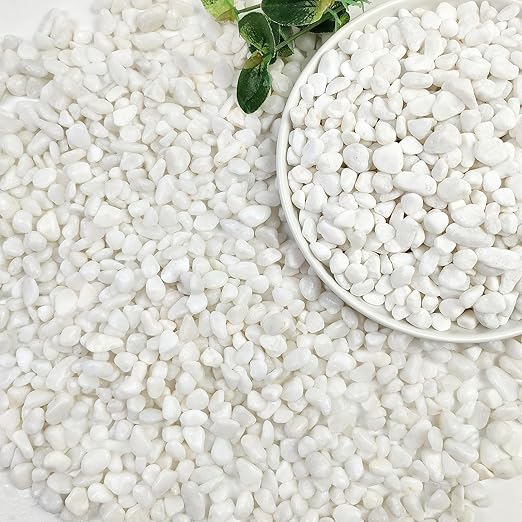 2lbs White Pebbles for Indoor Plants, 3/8inch Small Rocks for Succulent Cactus Planters, Natural Polished Pebbles, River Rocks for Plants, Vases, Garden