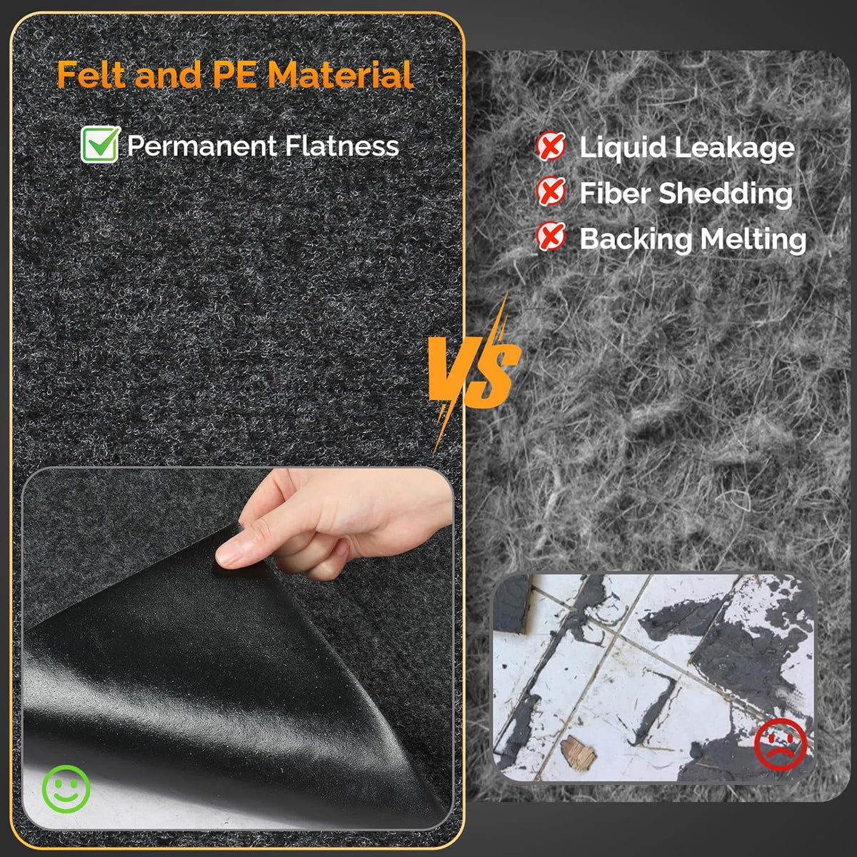 TUFFIOM 22' x 8' Oil Spill Mat with Tape,Garage Floor Mat for Under Car,Oil Absorbent Mat for Garage Waterproof,Oil Drip Change Parking Mat for Driveway,Reusable,Washable