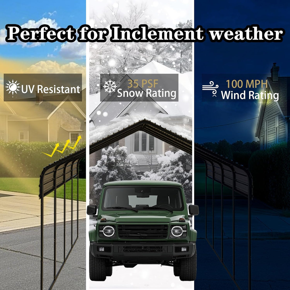Heavy Duty Metal Carport 10x20 ft Galvanized Steel Frame RV Carport Storage All Weather Shelter Easy Assembly for Car Extra Large Canopy for Vehicle Boat Protection Garage Party Tent