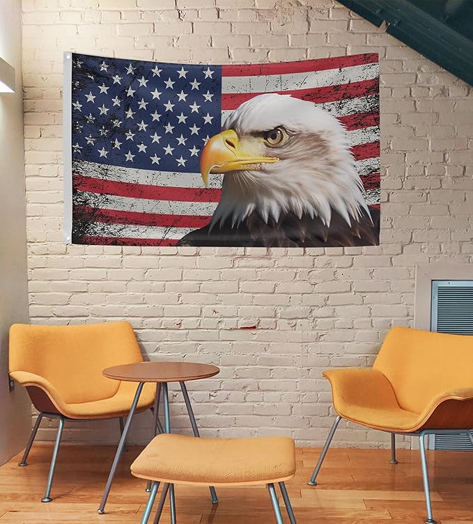 American Eagle Flag 3x5 Ft Double Sided Faith Over Fear Banner, Christian American Flags for Outside Christian Banners with Brass Grommets Outdoor House Decorations Flag