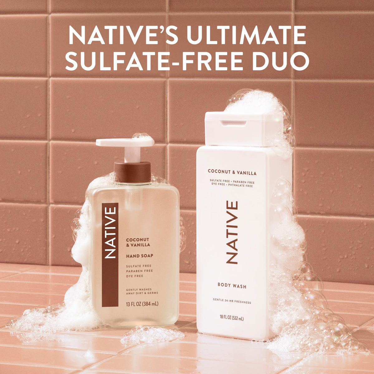 Native Clean Body Wash, Gentle & pH-balanced for Sensitive Skin, 24-Hr Freshness for Women & Men, Vegan & Cruelty-Free, Free of Sulfates, Parabens & Phthalates, Coconut & Vanilla, 36 oz