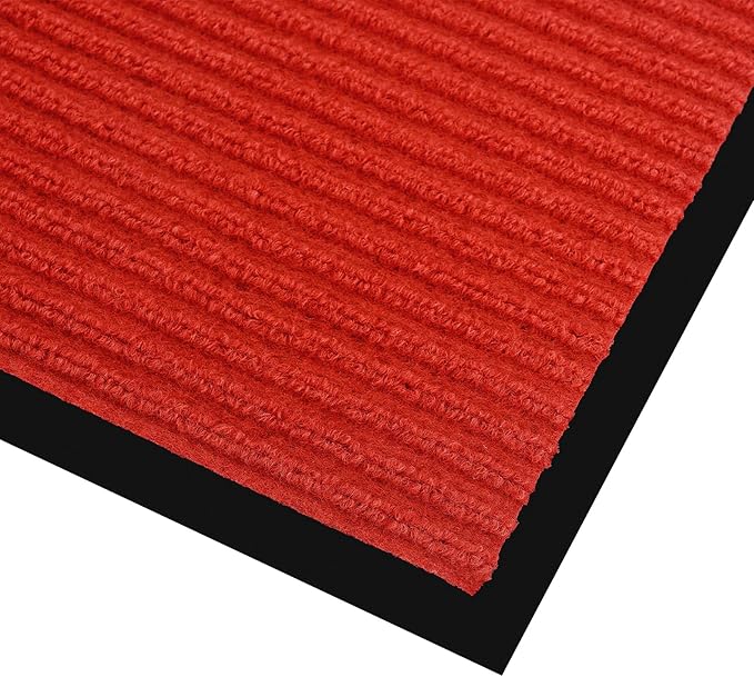 fani Heavy Duty Large Outdoor Indoor Entrance Black Doormat Waterproof Low Profile Entrance Rug Front Door Mat Patio Anti-Skid Rubber Back, 35x60 inch (China Red)