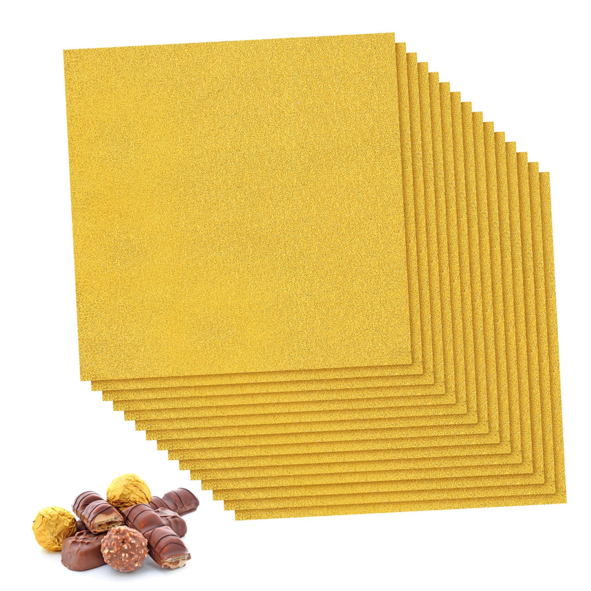 MOLUCKFU 200pcs Gold Aluminium Foil Candy Wrappers Chocolate Packaging Paper for Party Favors Diy Sweets Birthdays Weddings and Special Occasions