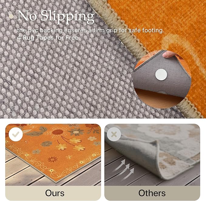 GENIMO Indoor Outdoor Area Rug 5' X 7' Waterproof, Washable Door Mat Non Shedding, Easy Cleaning Floral Outdoor Carpet for Patio, Entryway, Porch, Bathroom, Living Room, Bedroom, Backyard