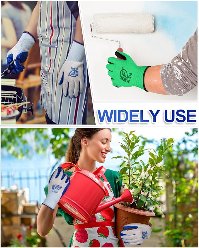 Nuogo 48 Pairs Gardening Gloves for Men Women Rubber Coated Safety Work Gloves Bulk for Gardening Construction Work