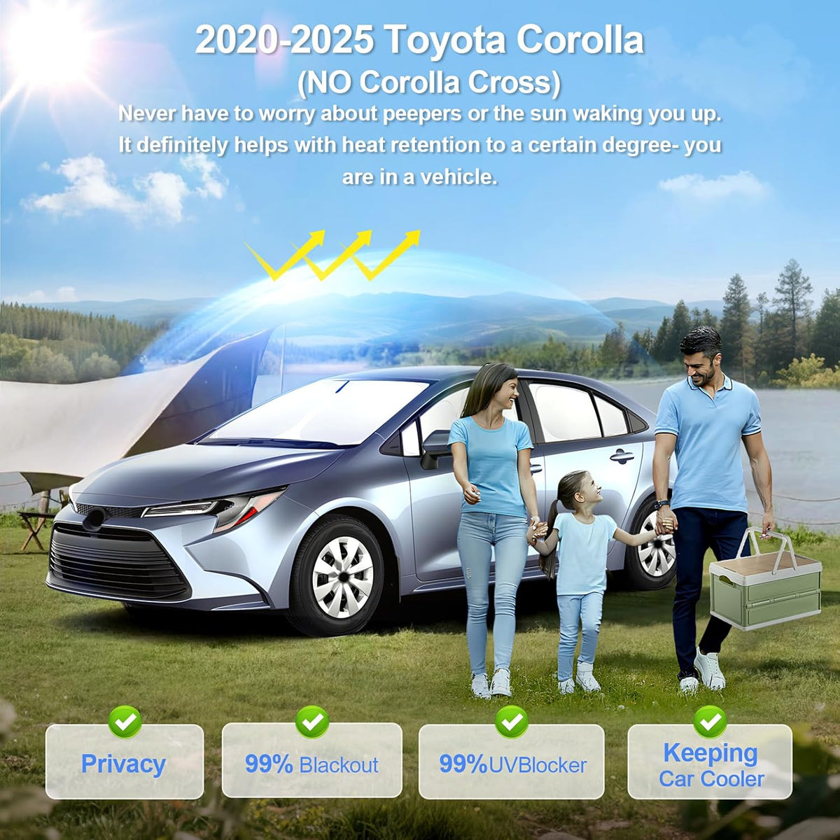 6pcs Car Window Shades for Toyota Corolla 2020-2025 Accessories,Windshield Side Rear Full Sunshade,Sun Visor UV Blocking, Privacy Protection for Camping Outdoor(Not for Corolla Cross)