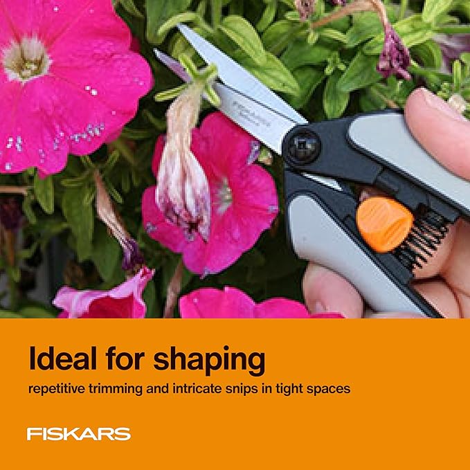 Fiskars 15pc Micro-Tip Pruning Snip Set, Precision Stainless Steel Blades, Softgrip Handles for Deadheading, Trimming & Shaping Small Plants