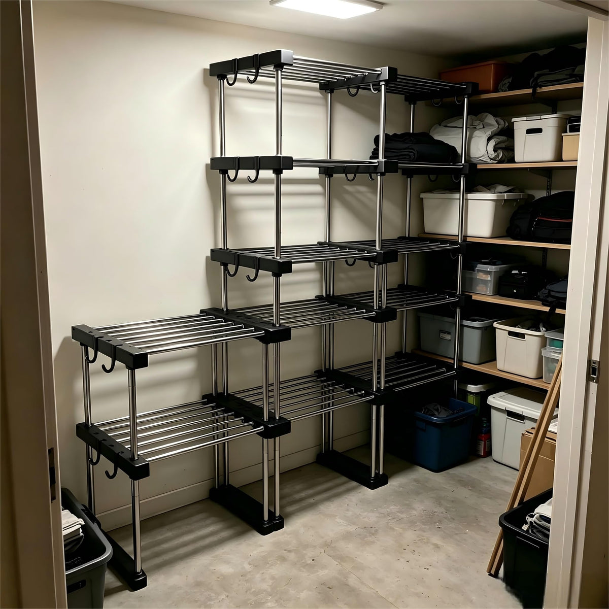 Expandable Cabinet Organizer Shelf, Stackable Storage Shelves(2 PACK)