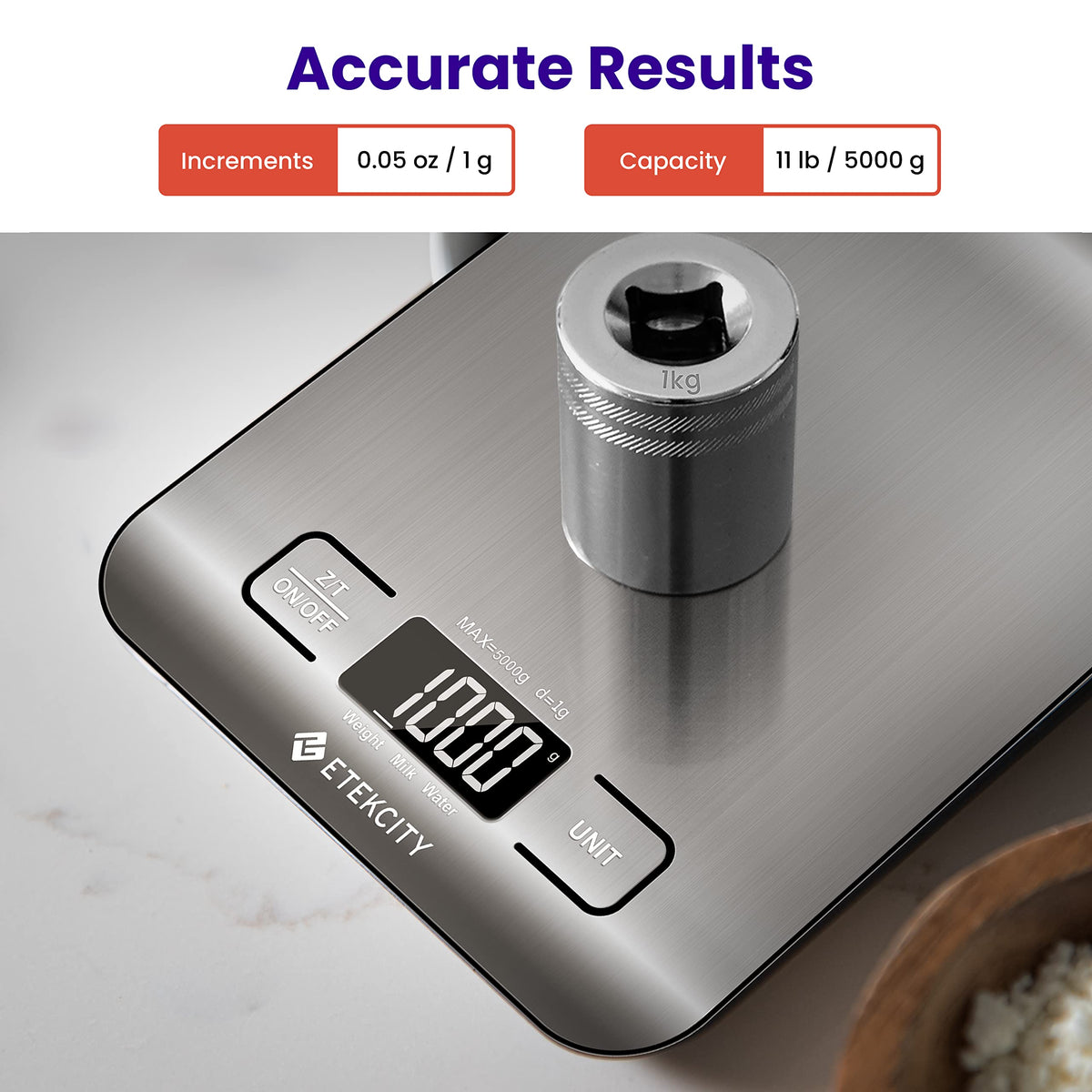 Etekcity Food Kitchen Scale, Digital Grams and Ounces, 11lb
