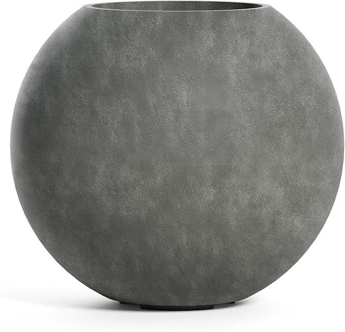 Orbo Globe Sphere Planter - 29.5 in x 29.5 in x 26.2 in - Grey Stone
