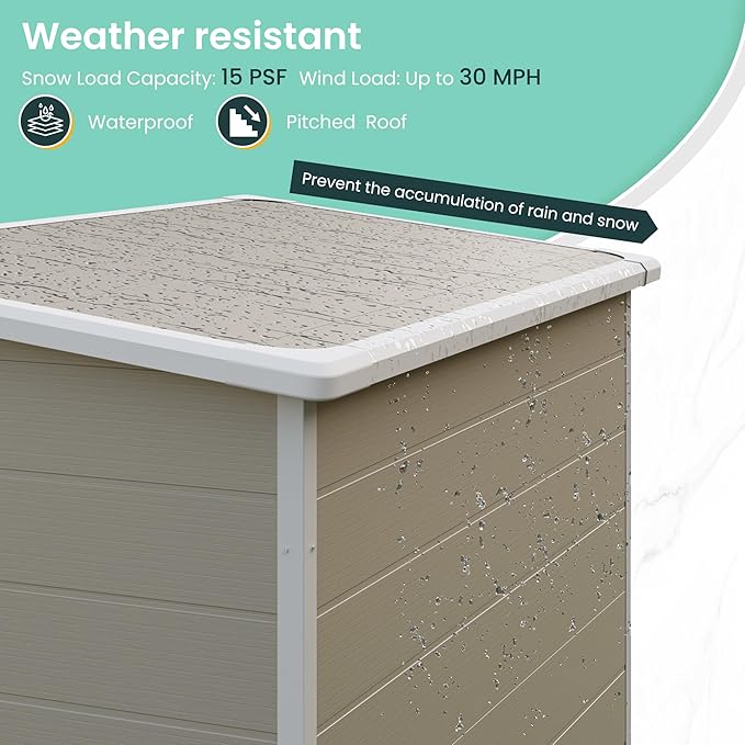 UDPATIO Outdoor Storage Shed 5x3 FT, Garden Plastic Sheds & Outdoor Resin Shed with Lockable Door for Backyard, Patio, Lawn, Light Grey