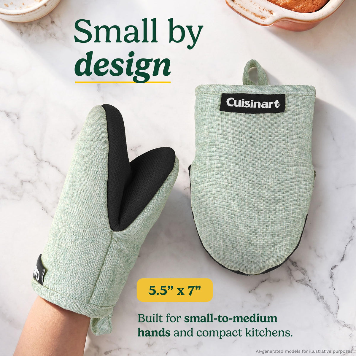 Cuisinart Mini Oven Mitts, 2-Pack, Neoprene Grip, Heat Resistant 350F