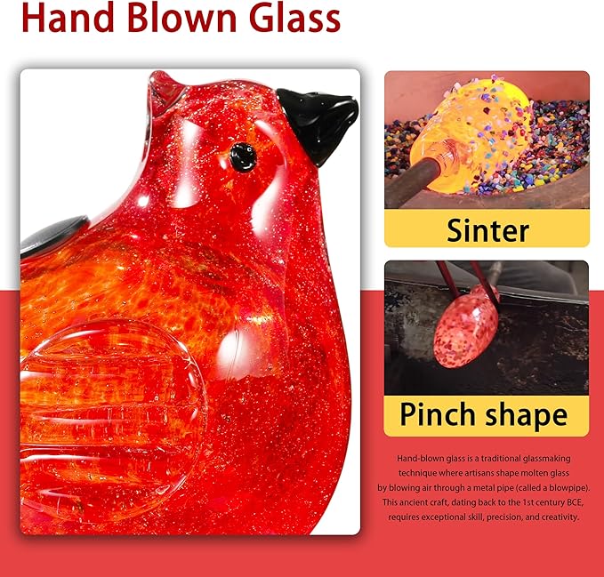 Glass Bird Shaped Plant Watering Ball Glass Automatic Watering Ball Flower Pot Insertion Spike Drip Irrigation Device Watering Ball Irrigation System Plant Enthusiast Gift (Red)