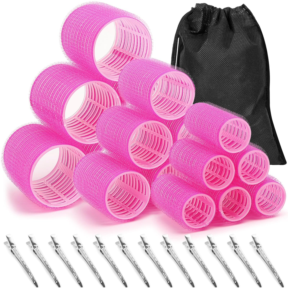 Self Grip Rollers Hair Curlers 30Pcs Set With 18Pcs Hair Roller 3 Sizes (6 Large Rollers, 6 Medium Rollers And 6 Small Rollers)
