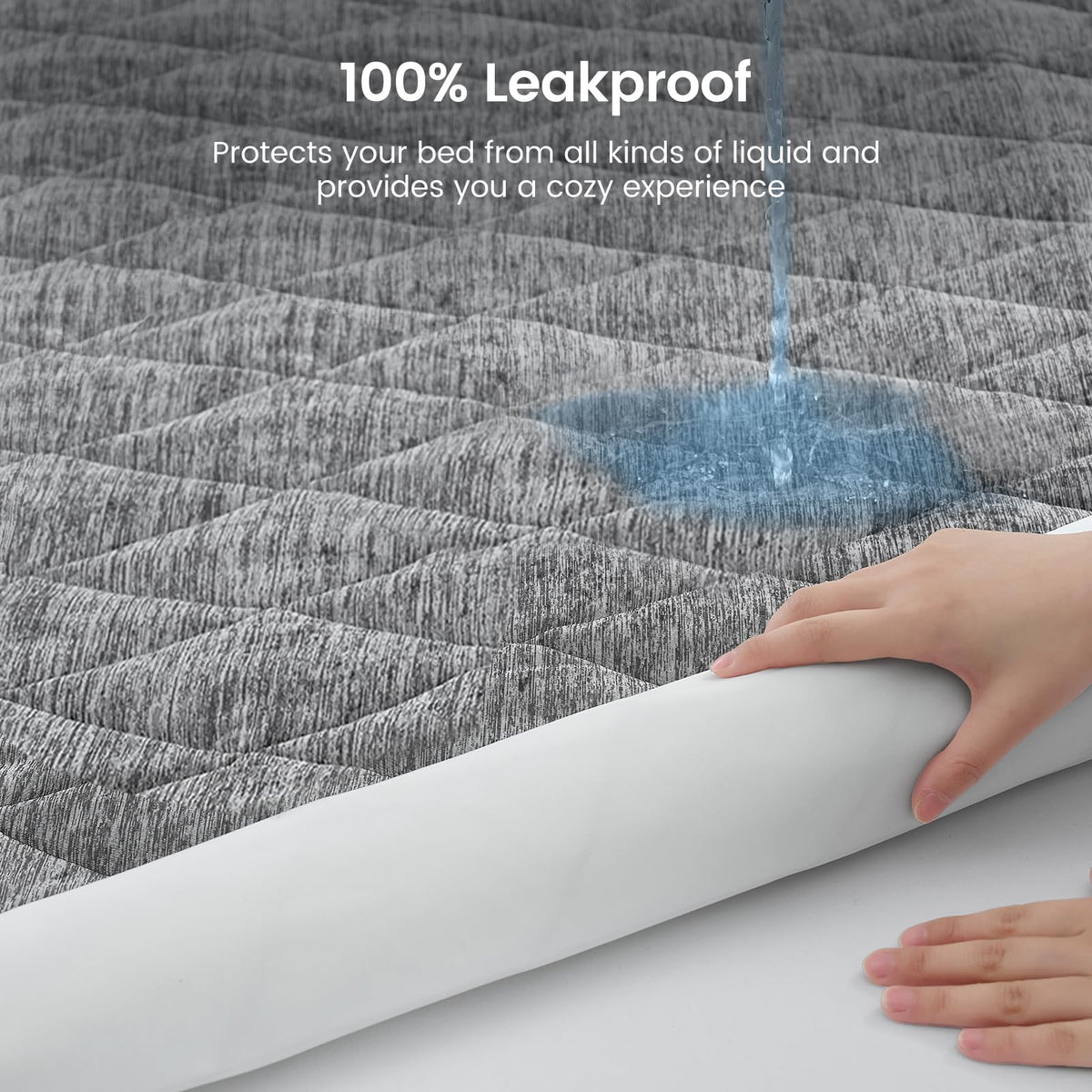 Cozy Bliss Cooling Mattress Pad Queen, Grey
