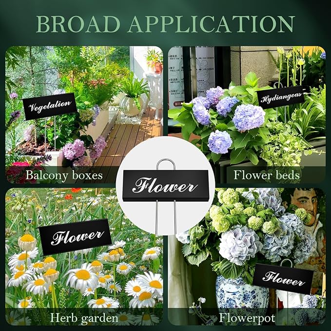 30 Pack Metal Plant Labels for Outdoor Garden Waterproof Plant Markers, Labels Garden Markers for Seedlings Herbs Vegetable Greenhouse Gifts with Pen - Black