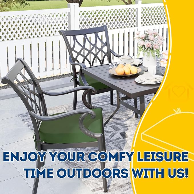 AAAAAcessories Outdoor Seat Cushions for Chairs, Waterproof, Fade-Resistant Patio Furniture Replacement Cushions, 17" x 16" x 2", Set of 2, Dark Moss