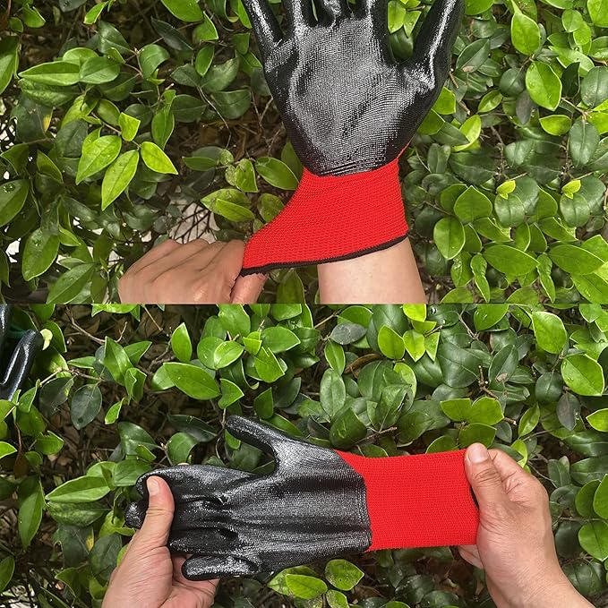 Evridwear Work Gloves with Grip Rubber Coated for Men Women Warehouse Mechanic,12 Pairs Bulk