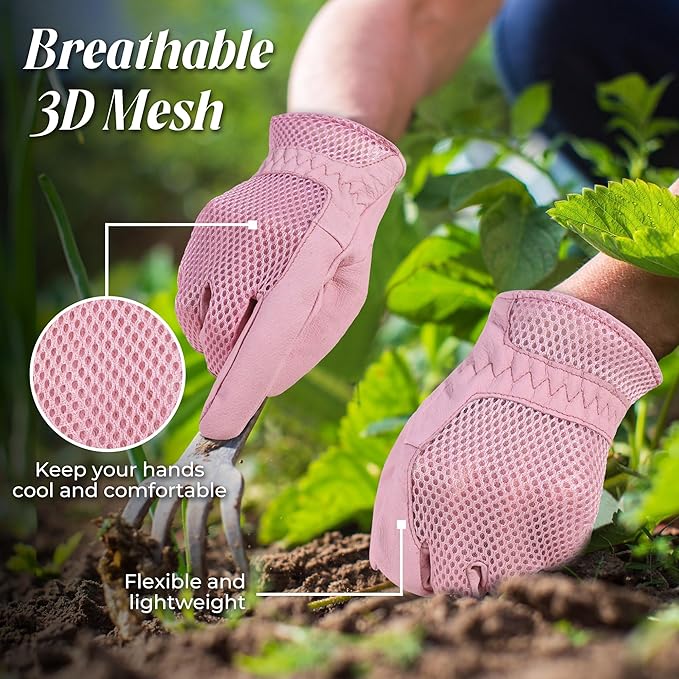 HANDLANDY Women Safety Work Gloves Utility Touch Screen Working Grip Glove for Yardwork Gardening Breathable Mechanic Gloves