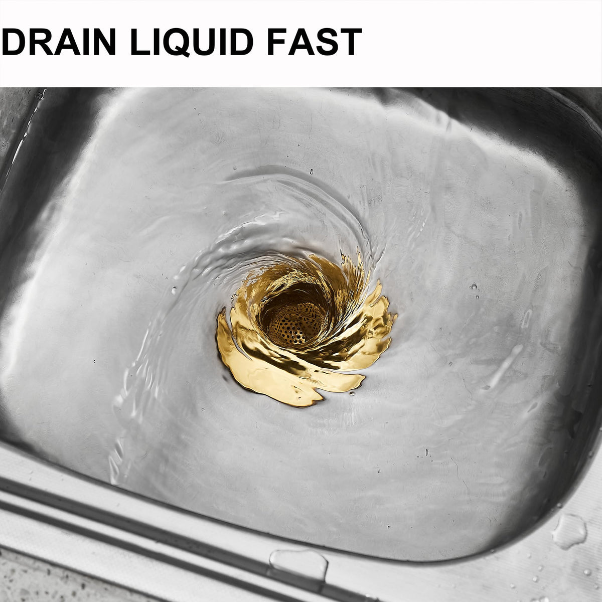 LASSHSWA Kitchen Sink Strainer Stainless Steel, Kitchen Sink Drain Strainer, Gold Sink Strainers for Kitchen Sinks with Large Wide Rim 4.5" Diameter (2 PCS)