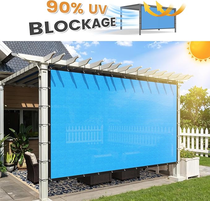 VICLLAX Shade Fabric Sun Shade Cloth with Every 2 FT Grommets for Patio Garden Pergola Cover Canopy 9x14 FT, Mixed Turquoise