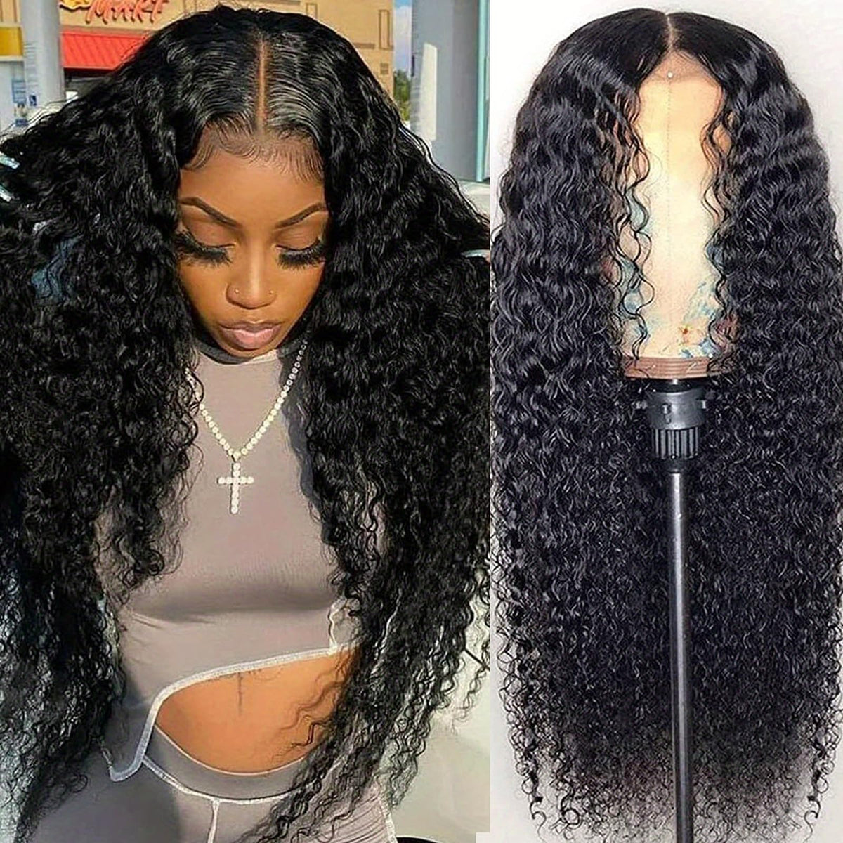 Absfwiw 28Inch Deep Wave Lace Front Wigs Human Hair-13X4 Hd Transparent Deep Wave Frontal Wigs Glueless Curly Wigs For Women 180